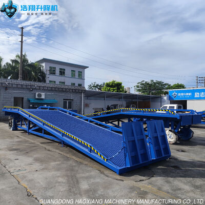 Harga yang bagus Permukaan Anti-Slip 10t Portable Yard Ramp Mobile Container Loading Equipment dengan Roda on line